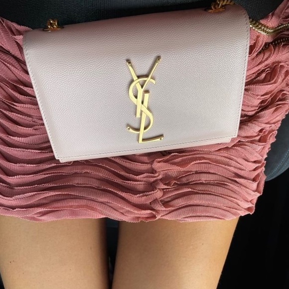 YSL Saint Laurent KATE SMALL Grain de Poudre Shoulder/Crossbody BABY PINK BLUSH - Picture 11 of 16